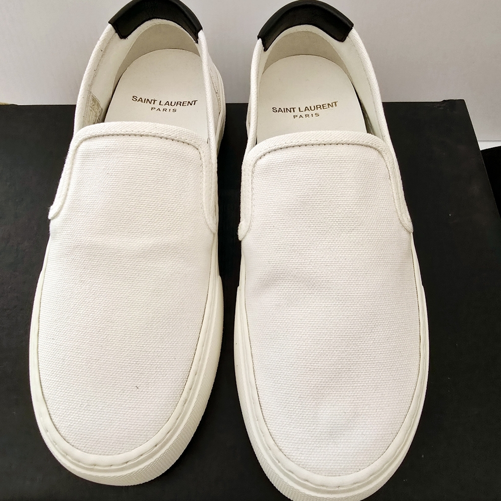 Saint Laurent White Canvas Slip-on